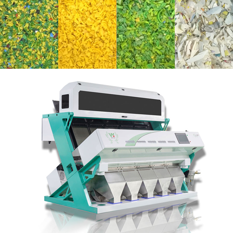 Os grânulo plásticos do Ldpe do Hdpe do animal de estimação do Pvc dos Pp do Pe colorem a máquina de classificação da cor do classificador para flocos do animal de estimação