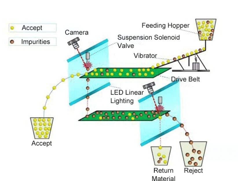 Máquina de reciclagem de plástico Ccd Colorido Plástico Color Sorter Processamento de resíduos