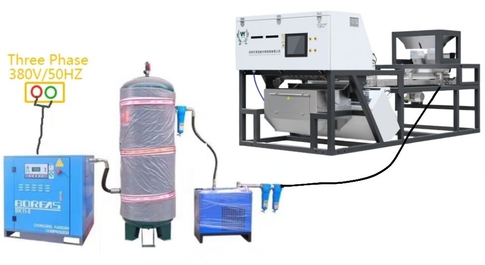 Máquina de Classificação de Cores Inteligente para Serviços Pesados Wenyao com Câmera CCD RGB para Classificação de Pimenta e Alho e Saída de 1000-1500 kg/h com Controle Remoto Wifi