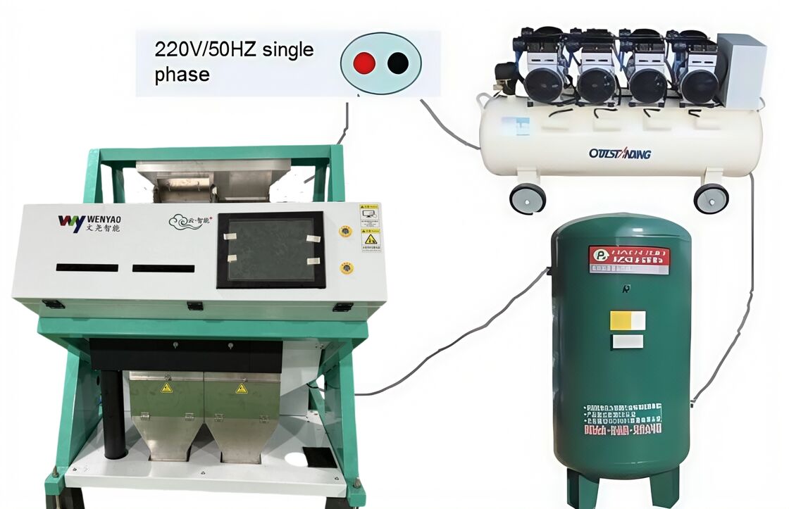 Máquina de Classificação Óptica de Arroz de Alta Precisão Wenyao, Máquina de Classificação Óptica para Limpeza de Grãos com Compressor de Ar e Tanque de Ar