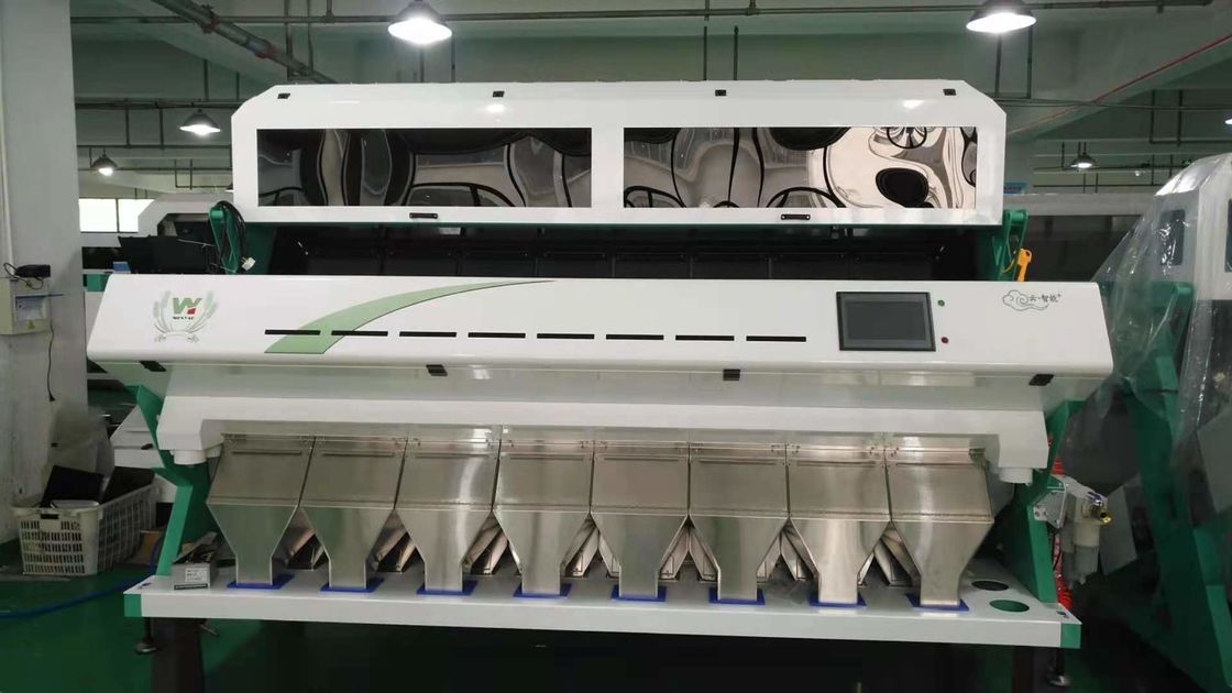 Os feijões de Mung verdes colorem rampas do de alta capacidade 8 do classificador com a câmera do CCD do RGB